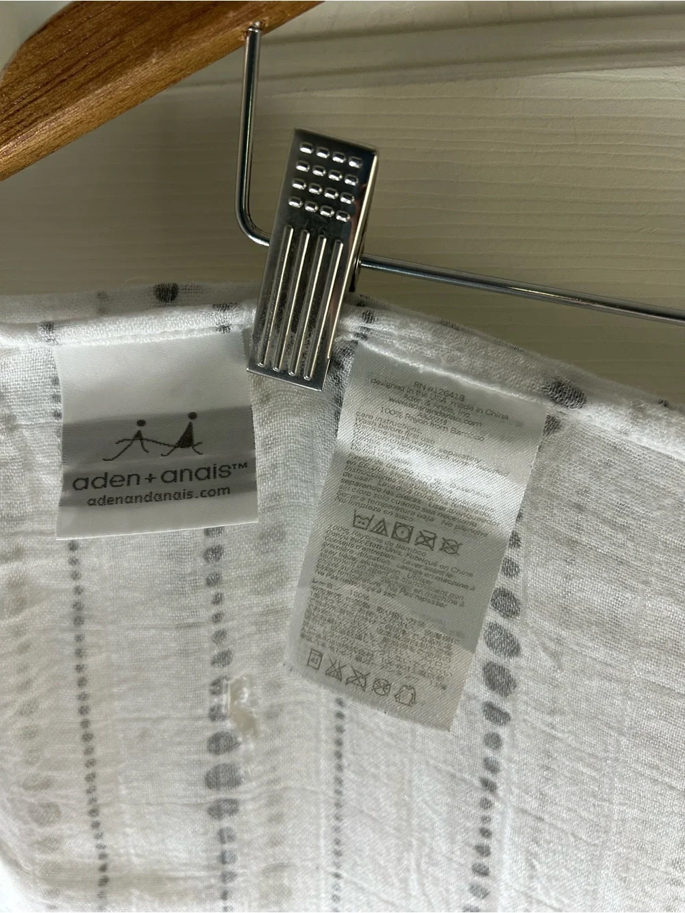 Aden + Anais Tranquility Beads Gray Polka Dot Baby Swaddle Blanket Bamboo Rayon